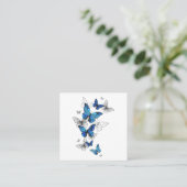 Blue Flying Butterflies Morpho Treuekarte (Stehend Vorderseite)