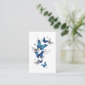 Blue Flying Butterflies Morpho Treuekarte (Stehend Vorderseite)
