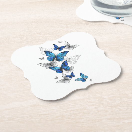 Blue Flying Butterflies Morpho Untersetzer (angewinkelt)