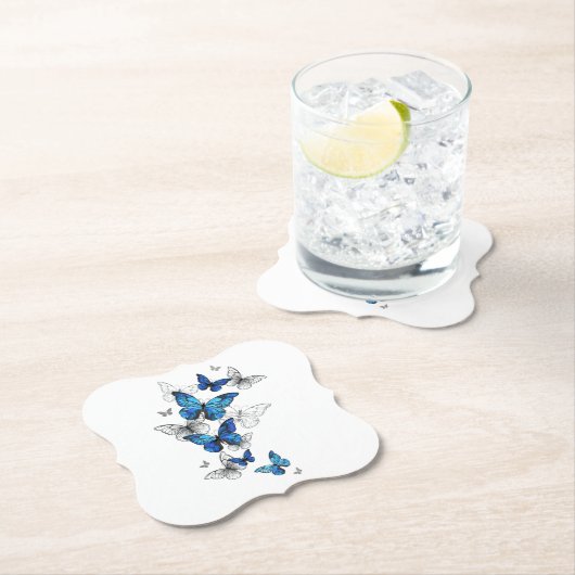 Blue Flying Butterflies Morpho Untersetzer (Vor Ort)