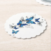 Blue Flying Butterflies Morpho Untersetzer (angewinkelt)