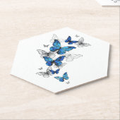 Blue Flying Butterflies Morpho Untersetzer (angewinkelt)