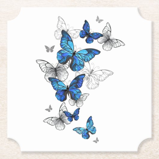 Blue Flying Butterflies Morpho Untersetzer (Vorderseite)