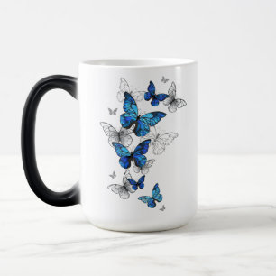 Blue Flying Butterflies Morpho Verwandlungstasse