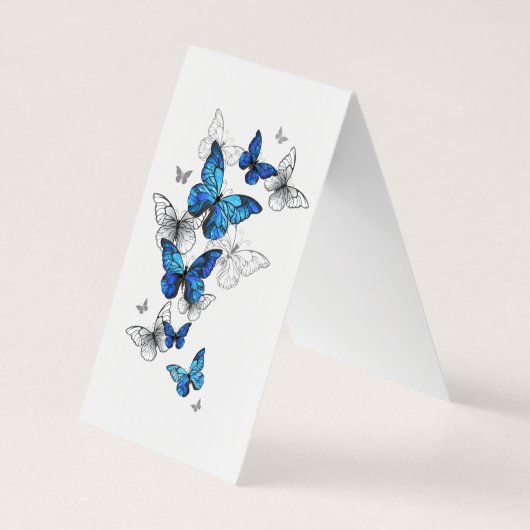 Blue Flying Butterflies Morpho Visitenkarten (Rückseite)