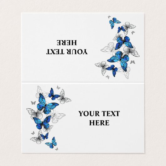 Blue Flying Butterflies Morpho Visitenkarten (Außenseite Aufgefaltet)