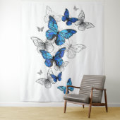 Blue Flying Butterflies Morpho Wandteppich (Beispiel)