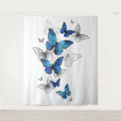Blue Flying Butterflies Morpho Wandteppich (Vorderseite)