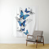 Blue Flying Butterflies Morpho Wandteppich (Beispiel)