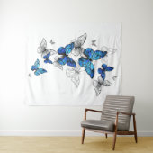 Blue Flying Butterflies Morpho Wandteppich (Beispiel (Horizontal))