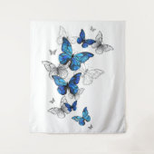Blue Flying Butterflies Morpho Wandteppich (Vorderseite)