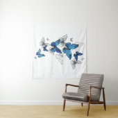 Blue Flying Butterflies Morpho Wandteppich (Beispiel (Horizontal))