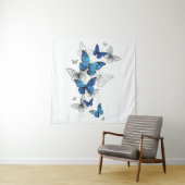 Blue Flying Butterflies Morpho Wandteppich (Beispiel)