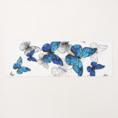Blue Flying Butterflies Morpho Yogamatte (Rückseite (Horizontal))