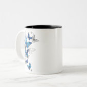 Blue Flying Butterflies Morpho Zweifarbige Tasse (Vorderseite Links)
