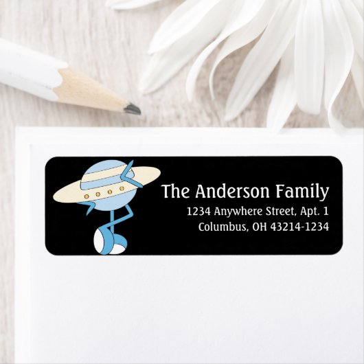 Blue Flying Saucer Alien Fun Address Labels (Insitu)