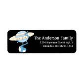 Blue Flying Saucer Alien Fun Address Labels (Vorne)
