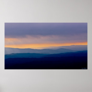 Blue Fog Apricot Sunrise Ouachita Mountain Poster