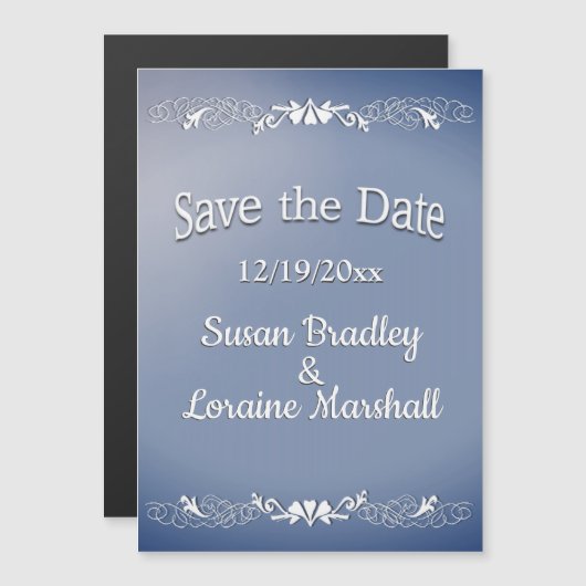 Blue Fog Save the Date Magneteinladung (Vorne/Hinten)