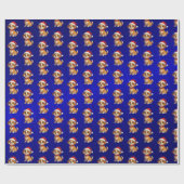 Blue Foil Cartoon Dog Weihnachtswrapping Paper Geschenkpapier (Flach)