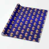Blue Foil Cartoon Dog Weihnachtswrapping Paper Geschenkpapier (Ungerollt)