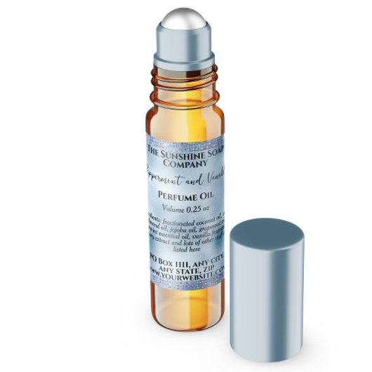 Blue Foil & Glitzer Parfümerrolle Flaschenetikett Quadratischer Aufkleber