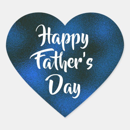 Blue Foil Happy Vatertag Heart Sticker (Vorderseite)