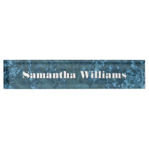 Blue Foil Look Custom Desk Namplate Namensplakette