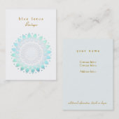 Blue Foil Look Lotus Chubby Business Card Visitenkarte (Vorne/Hinten)