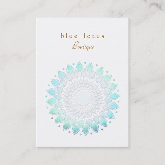 Blue Foil Look Lotus Chubby Business Card Visitenkarte (Vorderseite)