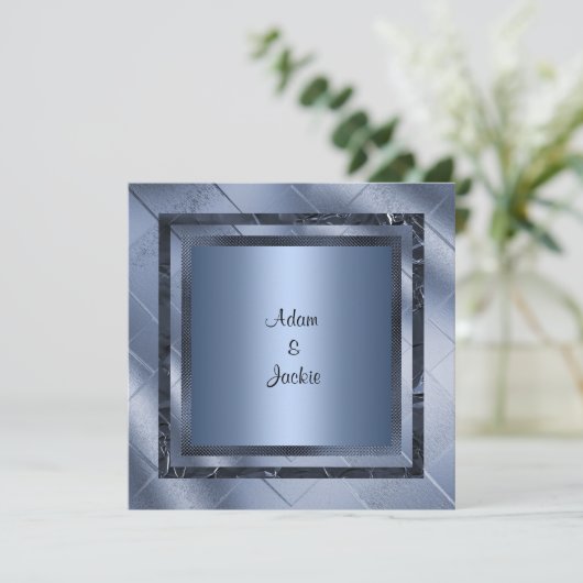BLUE FOIL METALLIC FOIL LAYERED ELEGANT WEDD EINLADUNG (Stehend Vorderseite)
