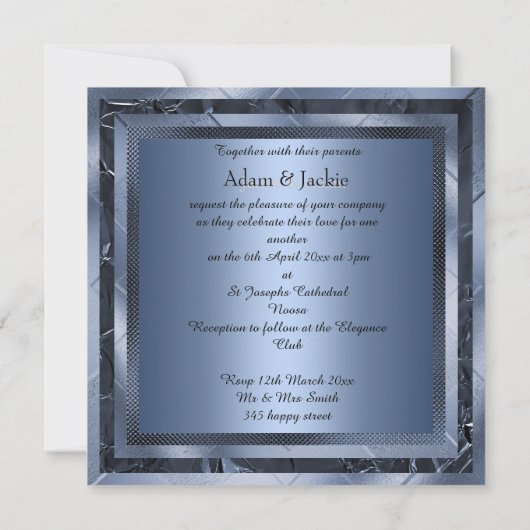 BLUE FOIL METALLIC FOIL LAYERED ELEGANT WEDD EINLADUNG (Rückseite)