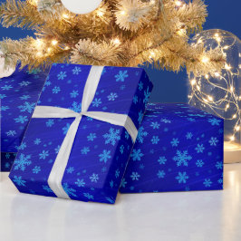 Blue Foil Snowflakes Weihnachtswrapping Paper Geschenkpapier