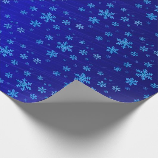 Blue Foil Snowflakes Weihnachtswrapping Paper Geschenkpapier (Ecke)