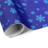 Blue Foil Snowflakes Weihnachtswrapping Paper Geschenkpapier (Rolleneckpunkt)