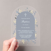 blue foliage Baptism Acrylic Invitation Acryleinladungen (Insitu (Handheld))