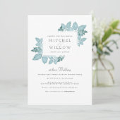 Blue Foliage | Einladung zur Hochzeit (Stehend Vorderseite)