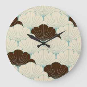 Blue Foliage Große Wanduhr