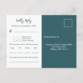 Blue Foliage Muster Wedding Menu Music RSVP Card Postkarte (Rückseite)