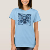 Blue Folk Art Heart Ladys' T - Shirt (Vorderseite)