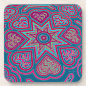 Blue Folk Art Hearts Untersetzer (Vorderseite)