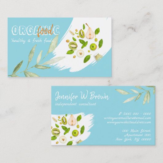 Blue Food Healthy Nutrition Detox Vegane Bäckerei Visitenkarte (Vorne/Hinten)