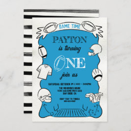 Blue Football 1Hand gezeichnet Geburtstag Einladung