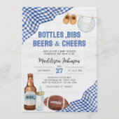 Blue Football Baby Shower Einladung (Vorderseite)