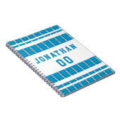 Blue Football Ball Stitching Pattern Player Name Notizblock (Rechte Seite)