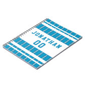 Blue Football Ball Stitching Pattern Player Name Notizblock (Linke Seite)