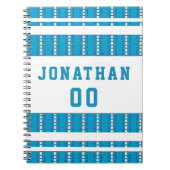 Blue Football Ball Stitching Pattern Player Name Notizblock (Vorderseite)