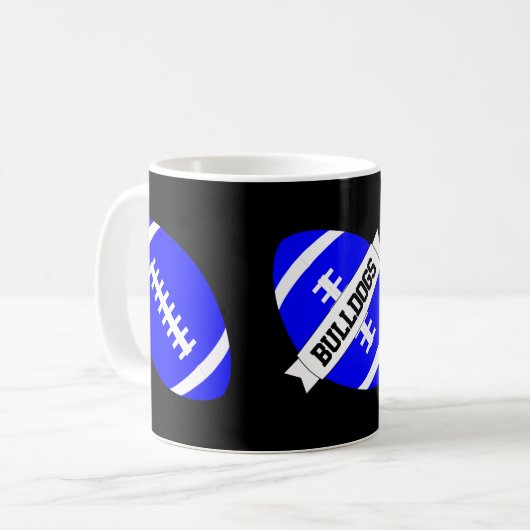 Blue Football Coach oder Fan Custom Team Name Tass Kaffeetasse (Vorderseite Links)