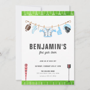 Blue Football Geburtstag Erstes Jahr Ab 1. Einladu Einladung