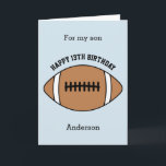 Blue Football Happy 13. Geburtstag Son Karte<br><div class="desc">Eine blaue Fußball-13. Geburtstagskarte,  die Sie leicht mit seinem Alter und Namen personalisieren können. Die Innenseite liest eine Geburtstagsnachricht,  die Sie auch leicht bearbeiten können. Sie können die Rückseite dieser Fußball-Geburtstagskarte mit dem Jahr personalisieren.</div>